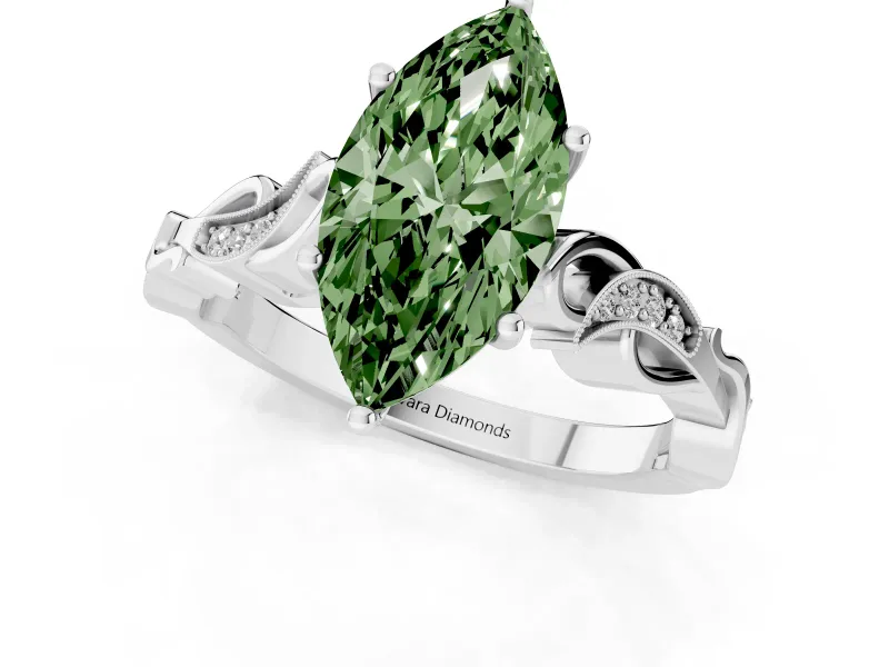 Marquise Vine Engagement Ring Setting for a Fancy Green Lab-Grown Diamond | Platinum