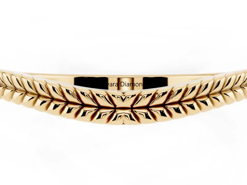 Milgrain Twist Contour Wedding Band Set in Yellow gold