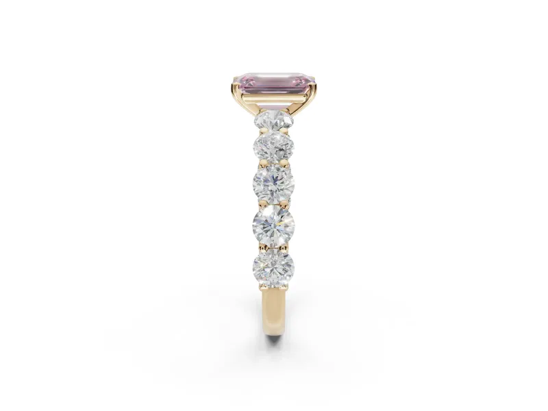 Emerald Cut Engagement Ring Setting for a Fancy Pink Lab-Grown Diamond | Yellow Gold - Design NV-24455