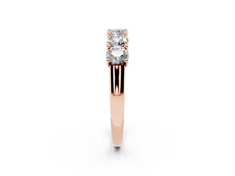 Five-Stone Round Diamond Wedding Band Set in Rose gold with Prong Setting