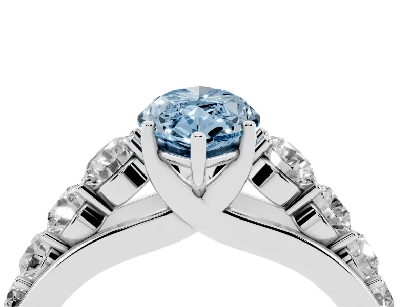 Marquise Engagement Ring Setting for a Fancy Blue Lab-Grown Diamond | Sterling Silver - Design NV-24646