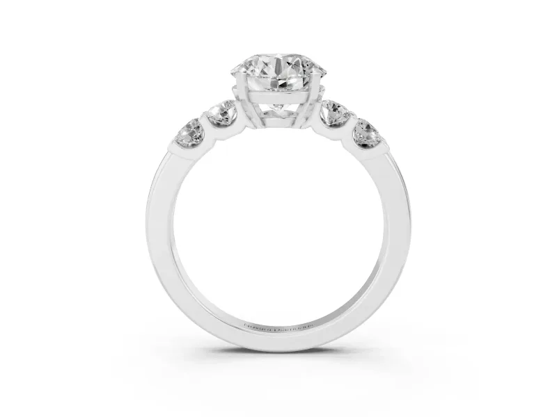 Round Five Stone Engagement Ring Setting | Prong-Set Side Stones | White Gold
