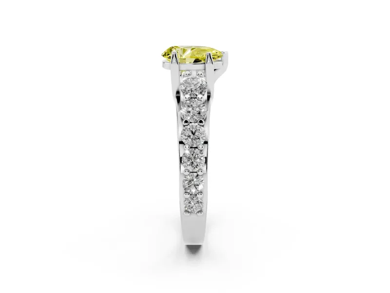 Pear-Shaped Graduated Engagement Ring Setting for a Fancy Yellow Lab-Grown Diamond | Platinum