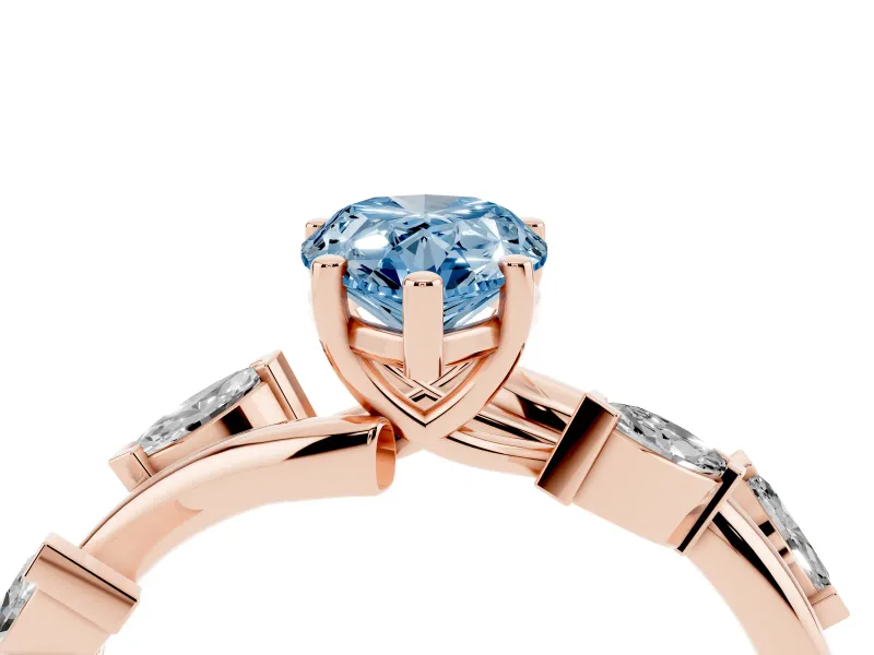 Pear-Shaped Twisted Vine Engagement Ring Setting for a Fancy Blue Lab-Grown Diamond | Rose Gold