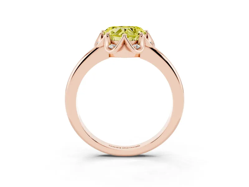 Heart-Shaped Petal Halo Engagement Ring Setting for a Fancy Yellow Lab-Grown Diamond | Rose Gold