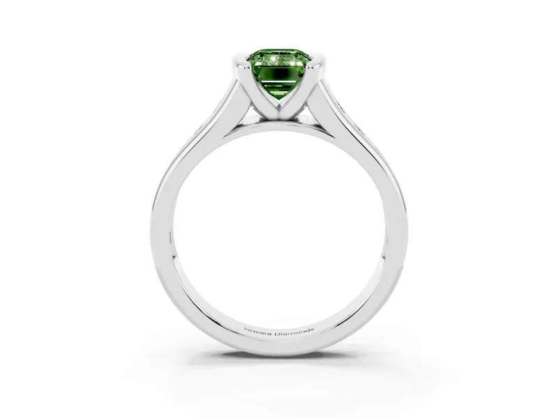 Emerald Cut Half Bezel Engagement Ring Setting for a Fancy Green Lab-Grown Diamond | Platinum