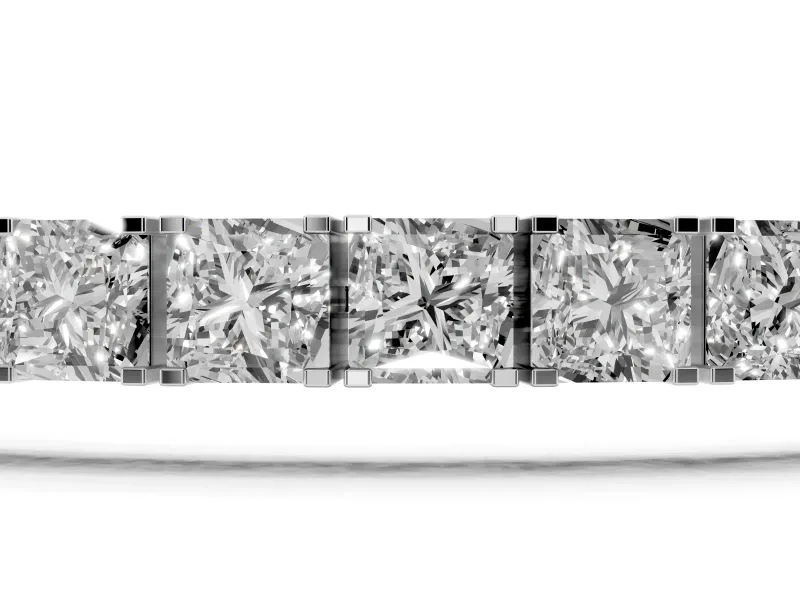 Princess Cut Lab-Grown Diamond Bar Set Tennis Bracelet | Inline Box Clasp | White Gold