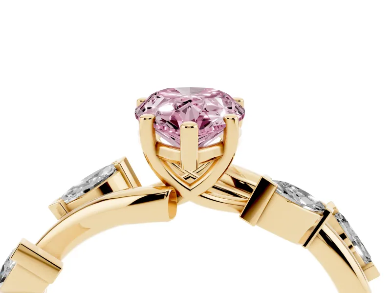 Pear-Shaped Twisted Vine Engagement Ring Setting for a Fancy Pink Lab-Grown Diamond | Yellow Gold
