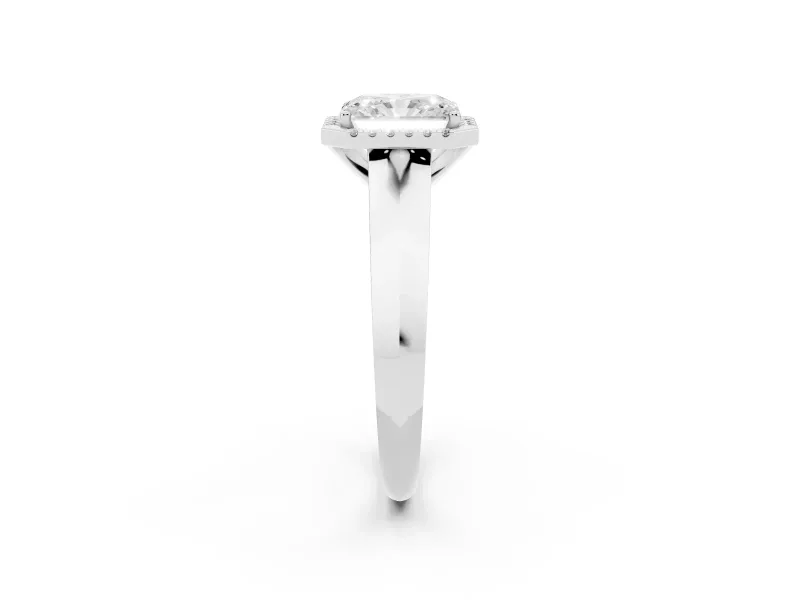 Radiant Cut Diamond Halo Ring Set in Platinum with Cathedral Band and Prong Setting