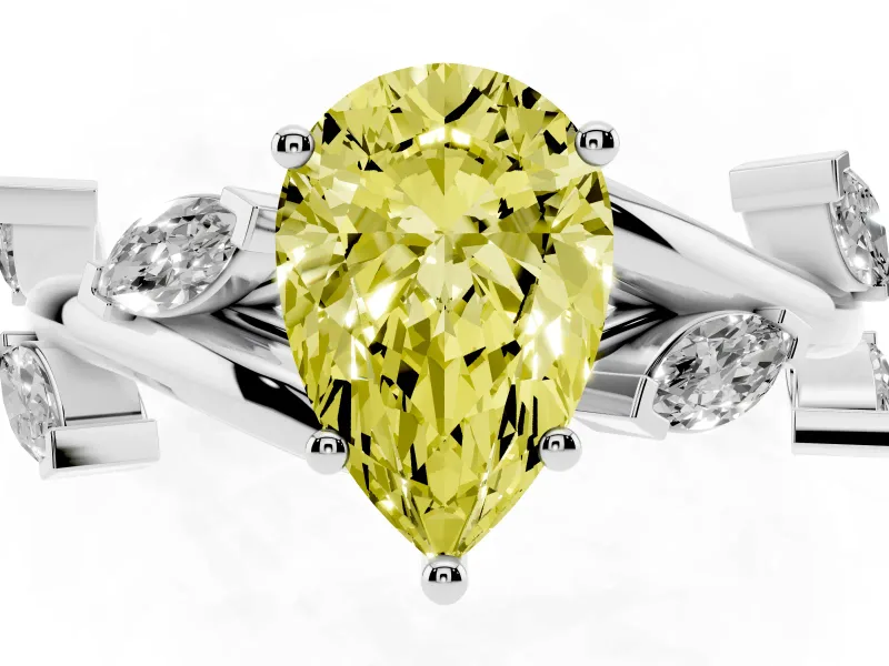 Pear-Shaped Twisted Vine Engagement Ring Setting for a Fancy Yellow Lab-Grown Diamond | Platinum