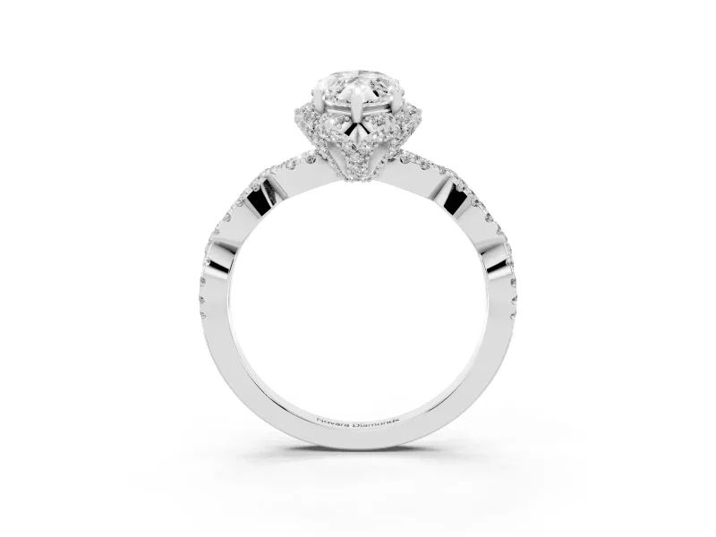 Marquise Milgrain Halo Engagement Ring Setting | Graduated Shoulders | Platinum