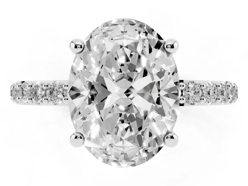 Oval Pave Solitaire Engagement Ring Setting | Pave Shoulders | Sterling Silver