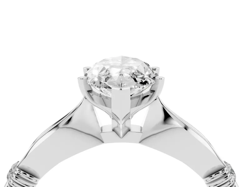 Marquise Cut Diamond Solitaire Twisted Band Ring Set in White gold with Accent Stones and Prong Setting