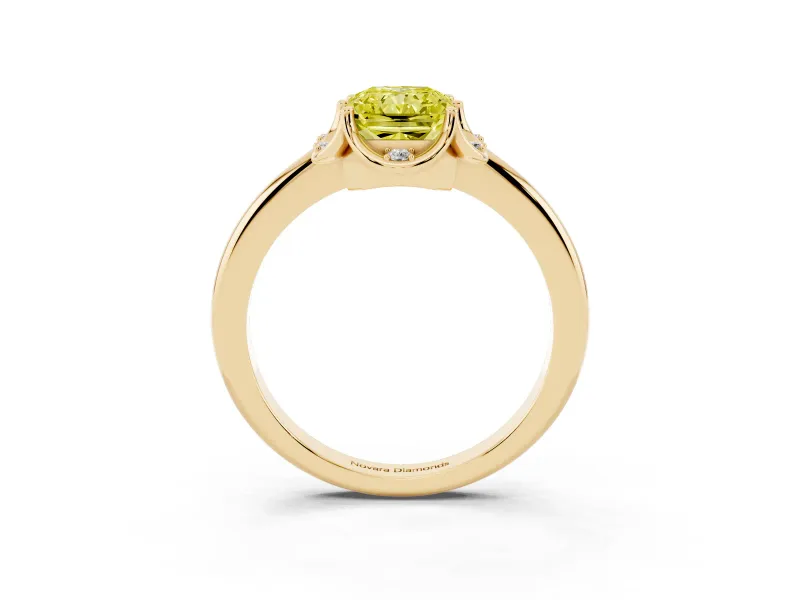 Radiant Cut Petal Halo Engagement Ring Setting for a Fancy Yellow Lab-Grown Diamond | Yellow Gold