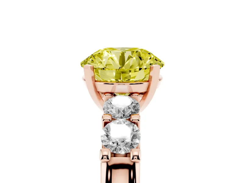 Round Five Stone Engagement Ring Setting for a Fancy Yellow Lab-Grown Diamond | Rose Gold