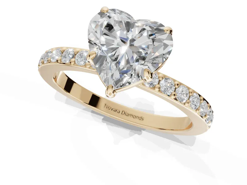 Heart-Shaped Hidden Halo Engagement Ring Setting | Yellow Gold