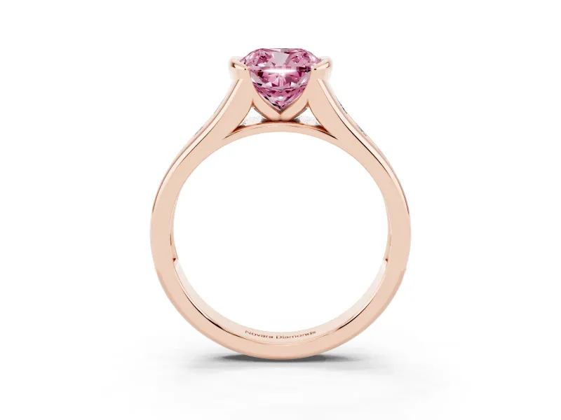 Cushion Cut Half Bezel Engagement Ring Setting for a Fancy Pink Lab-Grown Diamond | Rose Gold