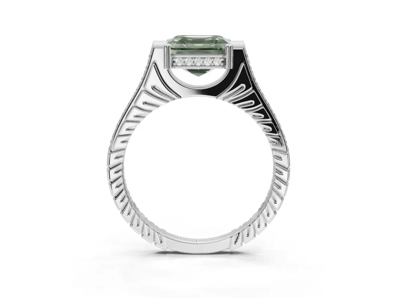 Asscher Cut Engagement Ring Setting for a Fancy Green Lab-Grown Diamond | Sterling Silver - Design NV-24586