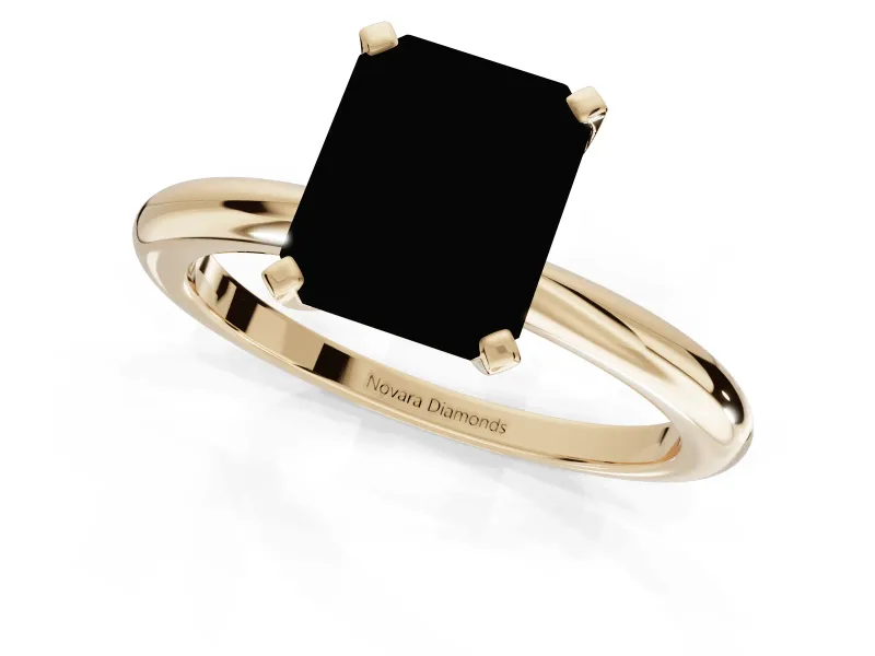 Radiant Cut Solitaire Engagement Ring Setting for a Fancy Pink Lab-Grown Diamond | Tapered Plain Band | Yellow Gold