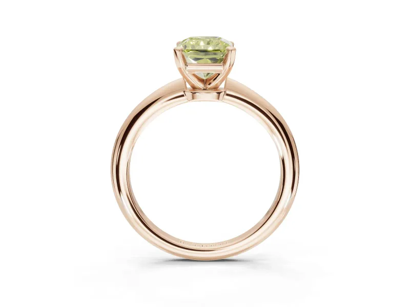 Radiant Cut Solitaire Engagement Ring Setting for a Fancy Yellow Lab-Grown Diamond | Tapered Plain Band | Rose Gold