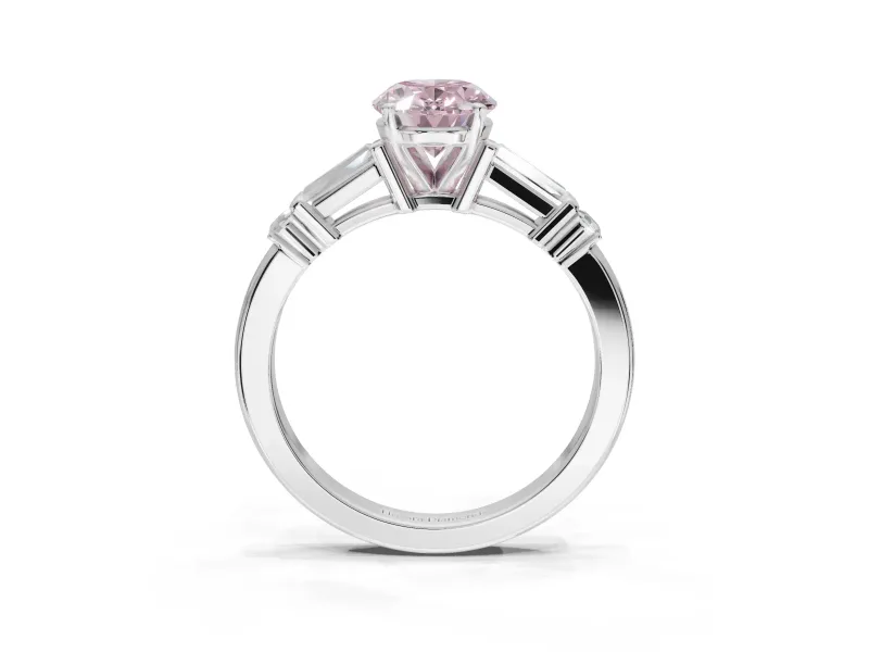 Oval Tapered Baguette Engagement Ring Setting for a Fancy Pink Lab-Grown Diamond | White Gold