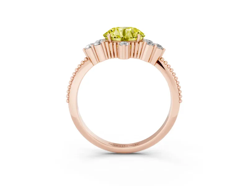 Round Cluster Engagement Ring Setting for a Fancy Yellow Lab-Grown Diamond | Rose Gold