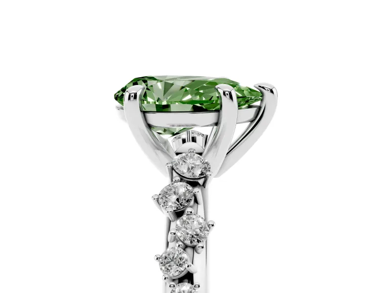 Pear-Shaped Graduated Accent Engagement Ring Setting for a Fancy Green Lab-Grown Diamond | Platinum
