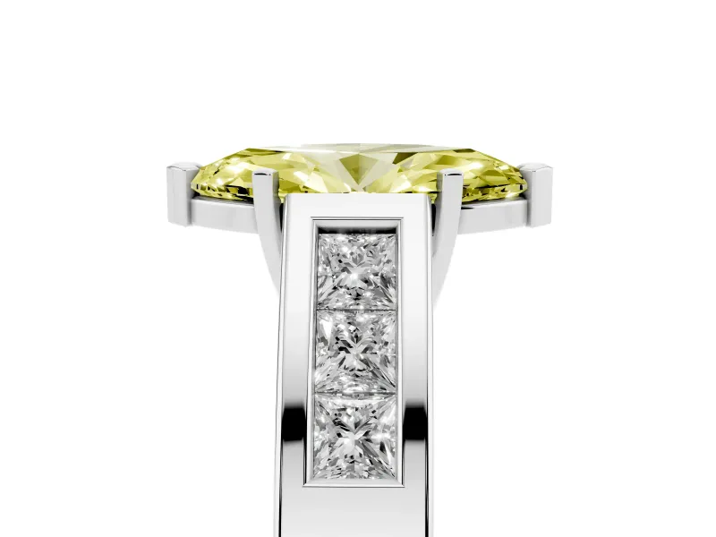 Marquise Channel-Set Engagement Ring Setting for a Fancy Yellow Lab-Grown Diamond | Platinum