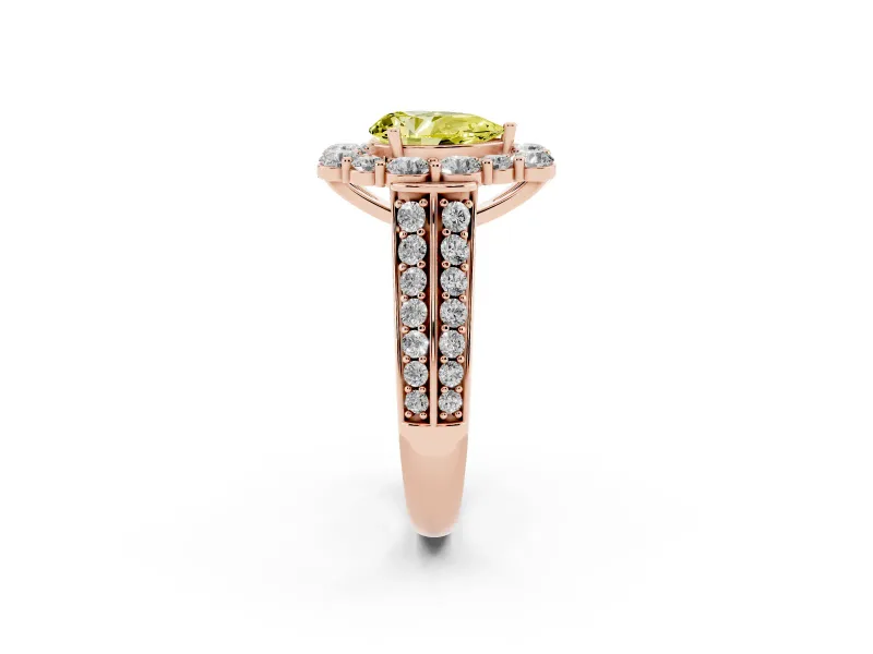 Pear-Shaped Large Accent Halo Engagement Ring Setting for a Fancy Yellow Lab-Grown Diamond | Graduated Pavé | Rose Gold