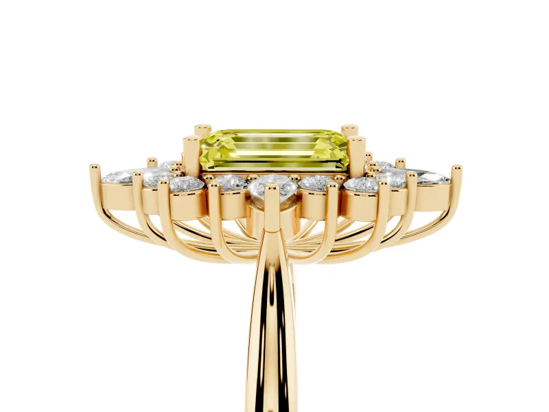 Emerald Cut Engagement Ring Setting for a Fancy Yellow Lab-Grown Diamond | Yellow Gold - Design NV-24790