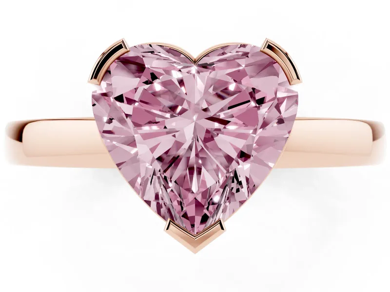 Heart-Shaped Solitaire Engagement Ring Setting for a Fancy Pink Lab-Grown Diamond | Flat Tab Prongs | Rose Gold
