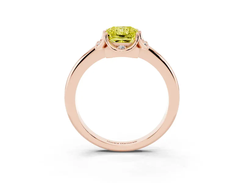 Radiant Cut Petal Halo Engagement Ring Setting for a Fancy Yellow Lab-Grown Diamond | Rose Gold