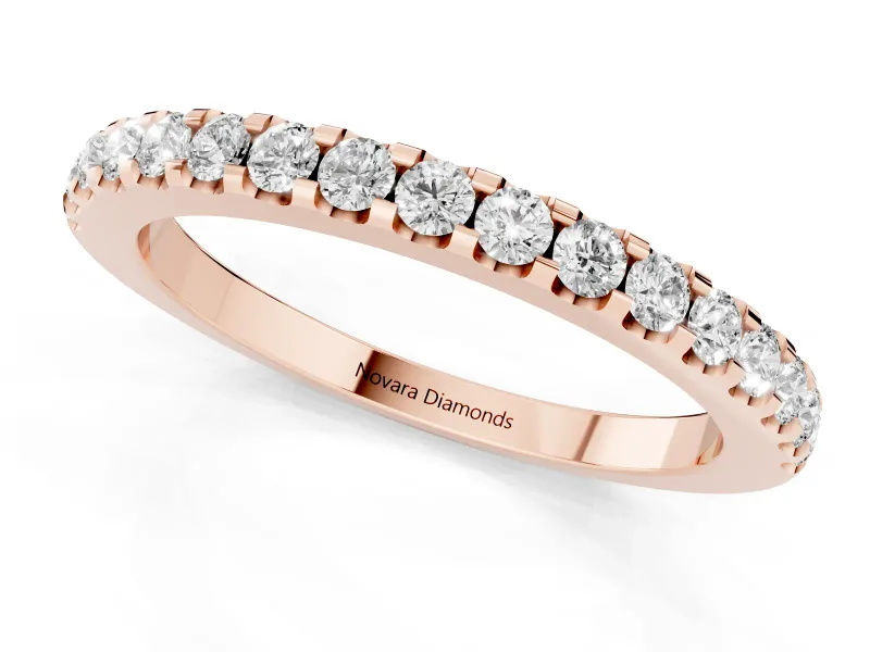 Round Diamond Pavé Eternity Band Set in Rose gold with Micro Prongs