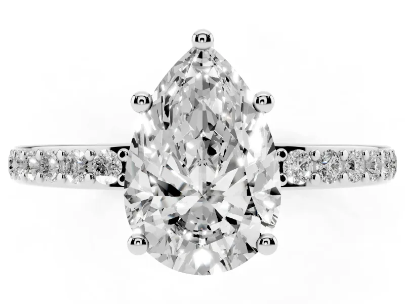 Pear-Shaped Hidden Halo Pavé Engagement Ring Setting | Micro Pavé Band | Platinum