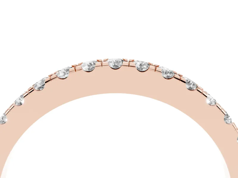 Round Diamond Pavé Eternity Band Set in Rose gold with Delicate Prongs