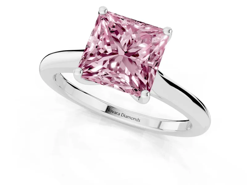 Princess Cut Cathedral Engagement Ring Setting for a Fancy Pink Lab-Grown Diamond | Platinum