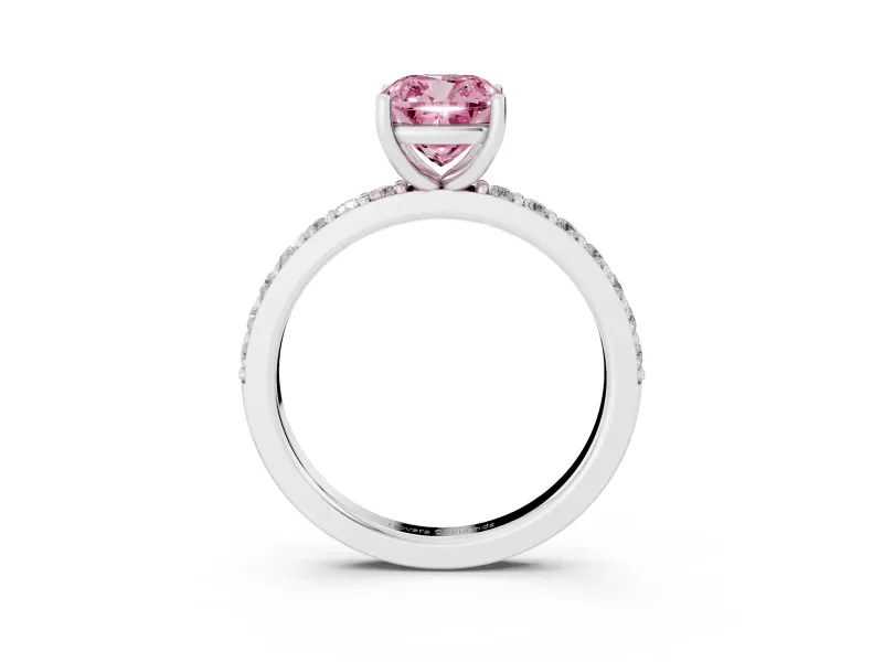 Cushion Cut Engagement Ring Setting for a Fancy Pink Lab-Grown Diamond | Sterling Silver - Design NV-24514