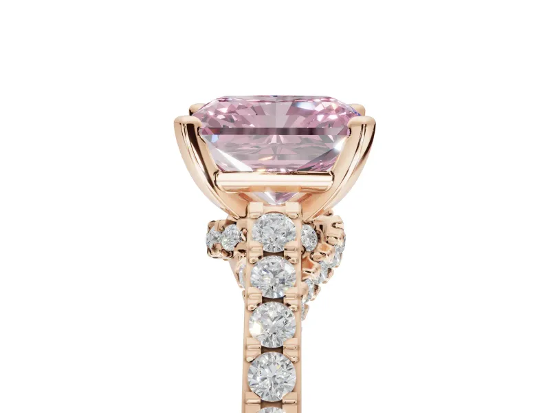 Radiant Cut Pavé Solitaire Engagement Ring Setting for a Fancy Pink Lab-Grown Diamond | Crossover Gallery | Rose Gold