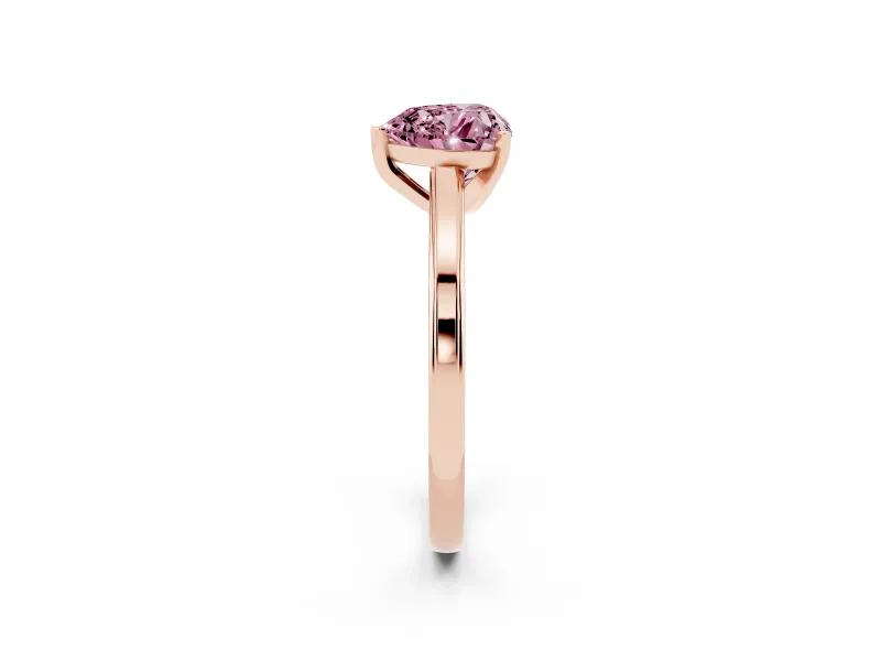 Heart-Shaped Solitaire Engagement Ring Setting for a Fancy Pink Lab-Grown Diamond | Stepped Flat Band | Rose Gold