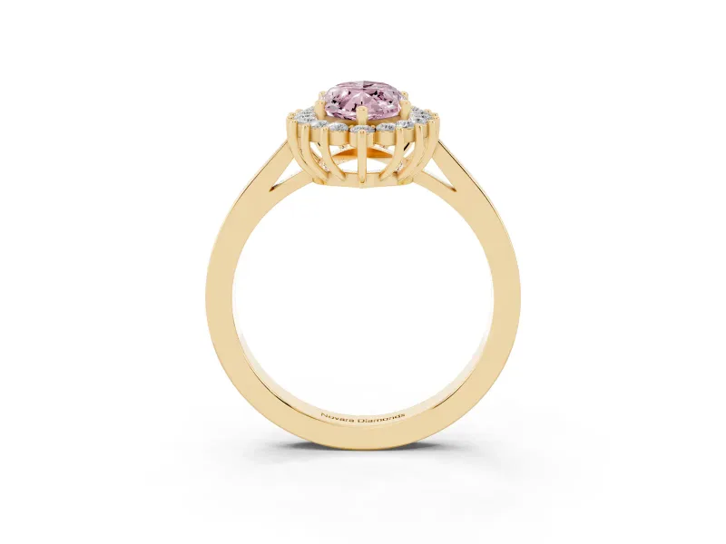 Marquise Scalloped Halo Engagement Ring Setting for a Fancy Pink Lab-Grown Diamond | Yellow Gold
