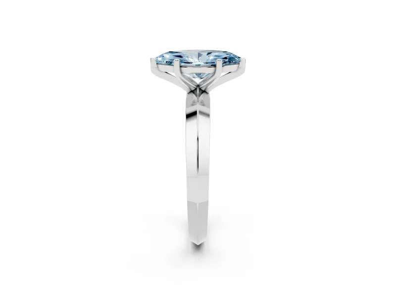 Fancy Blue Marquise Cut Diamond Solitaire Engagement Ring Set in Platinum with Flat Band and Prong Setting