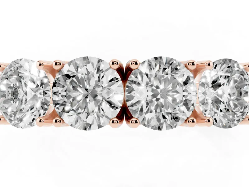 Round Lab-Grown Diamond Four-Stone Wedding Band | Individual Prong Heads | Rose Gold