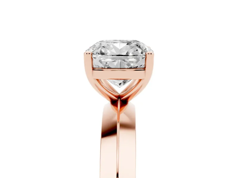 Cushion Cut Knife-Edge Solitaire Engagement Ring Setting | Plain Band | Rose Gold