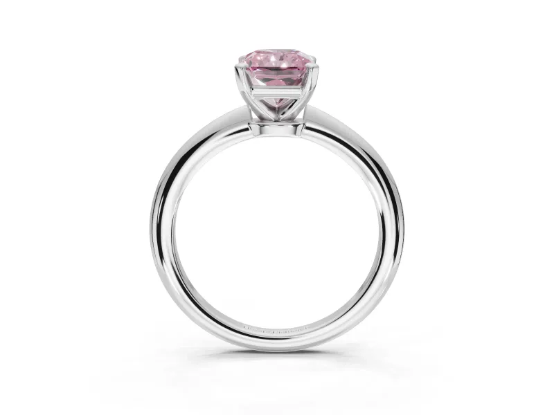 Radiant Cut Solitaire Engagement Ring Setting for a Fancy Pink Lab-Grown Diamond | Tapered Plain Band | Sterling Silver