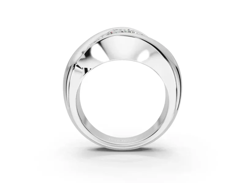 Round Three Stone Bypass Engagement Ring Setting | Sculpted Crossover Band | Sterling Silver