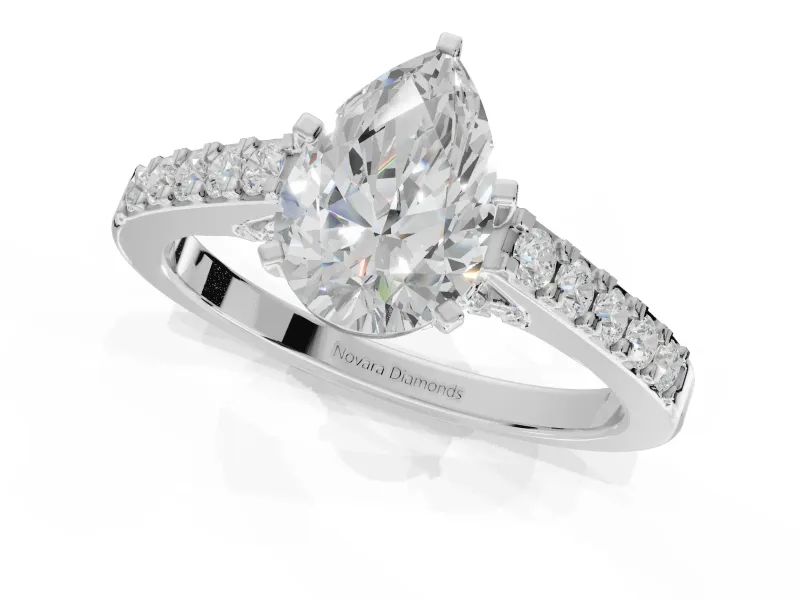 Pear-Shaped Pavé Solitaire Engagement Ring Setting | Crossover Gallery | Platinum