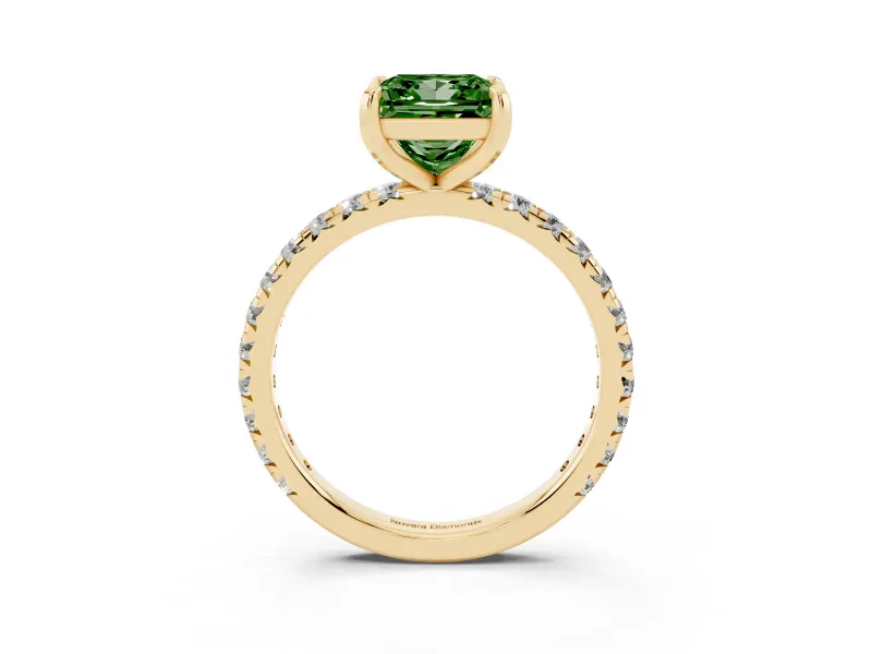 Princess Cut Engagement Ring Setting for a Fancy Green Lab-Grown Diamond | Yellow Gold - Design NV-24510