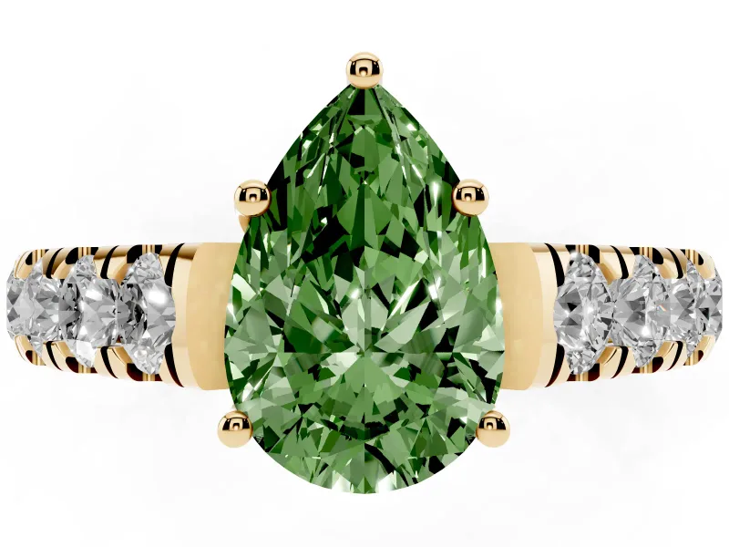 Pear-Shaped Engagement Ring Setting for a Fancy Green Lab-Grown Diamond | Yellow Gold - Design NV-24643