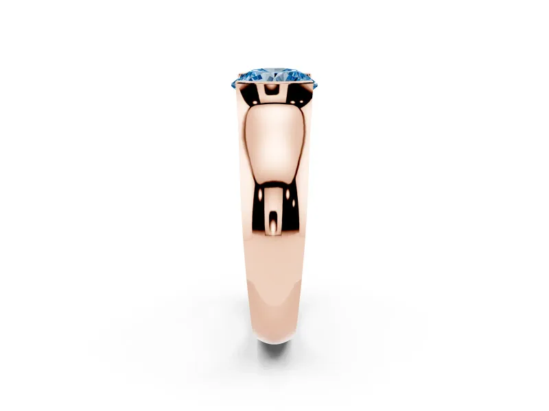 Round Half Bezel Engagement Ring Setting for a Fancy Blue Lab-Grown Diamond | Wide Band | Rose Gold
