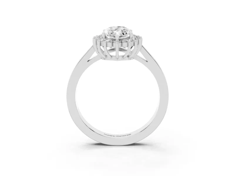 Marquise Cut Diamond Halo Ring Set in Platinum with Round Halo and Smooth Solitaire Band